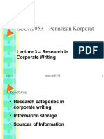 SCCA2053 - Penulisan Korporat: Lecture 3 - Research in Corporate Writing