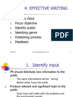 Chapter 4: Effective Writing: Identify Input Focus Objective Identify Public Selecting Genre Publishing Process Feedback