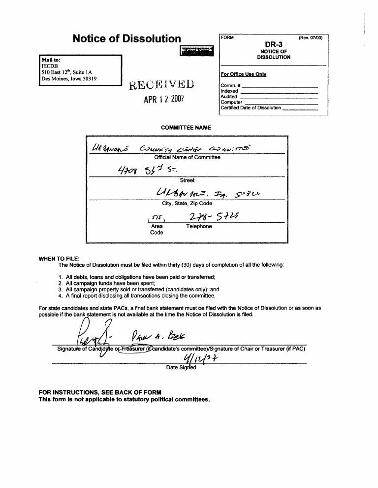 Notice of Dissolution Filing Guide | PDF | Political Action Committee ...