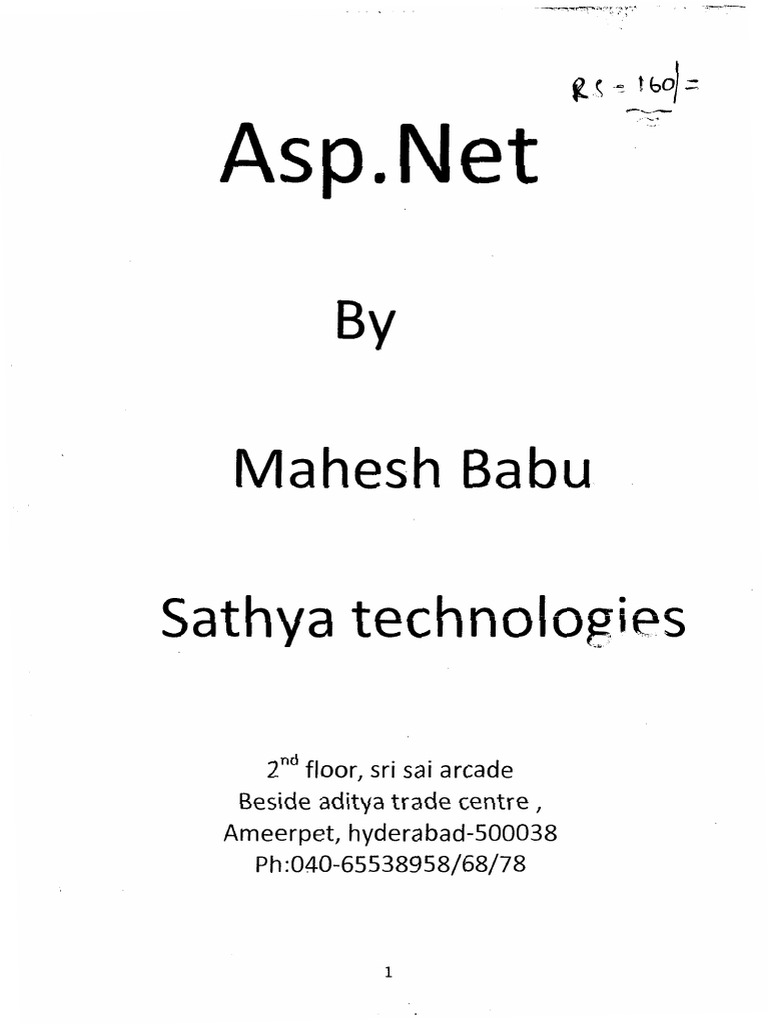 ASP .Net Notes by MAHESH Babu Industry Expert PDF Tutorial | PDF
