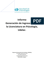 Facultad de Psicología, Udelar. PROREn. (2016) - Informe Generación de Ingreso 2017 A La Licenciatura en Psicología, Udelar