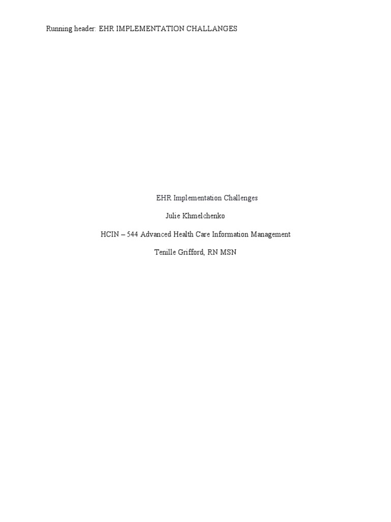 EHR Implementation Challenges and Solutions | PDF | Electronic Health ...