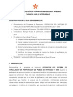 Guía de aprendizaje sobre operación del sistema de circulación en perforación de pozos petroleros