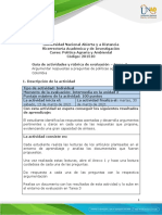 Guía de actividades y rúbrica de evaluación - Unidad 1-Tarea  3 - Argumentar respuestas a preguntas  de políticas agrarias en Colombia (1)