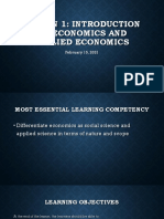 Lesson 1 Introduction To Economics and Applied Economics