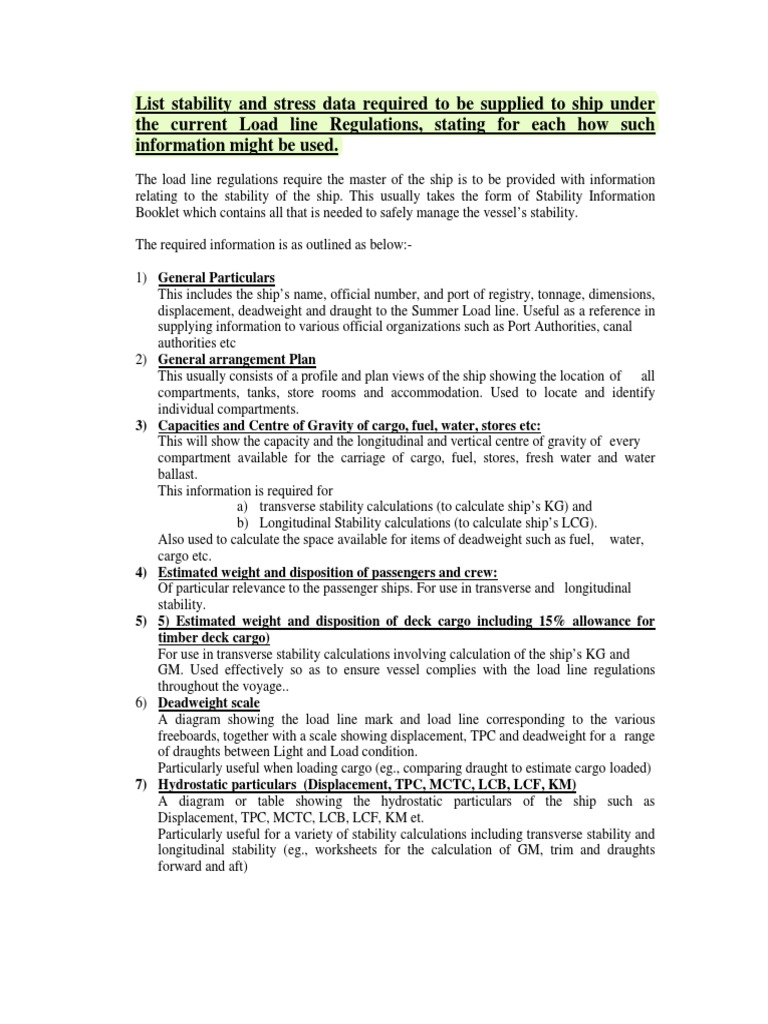 Stability Precious Note | PDF | Ships | Watercraft
