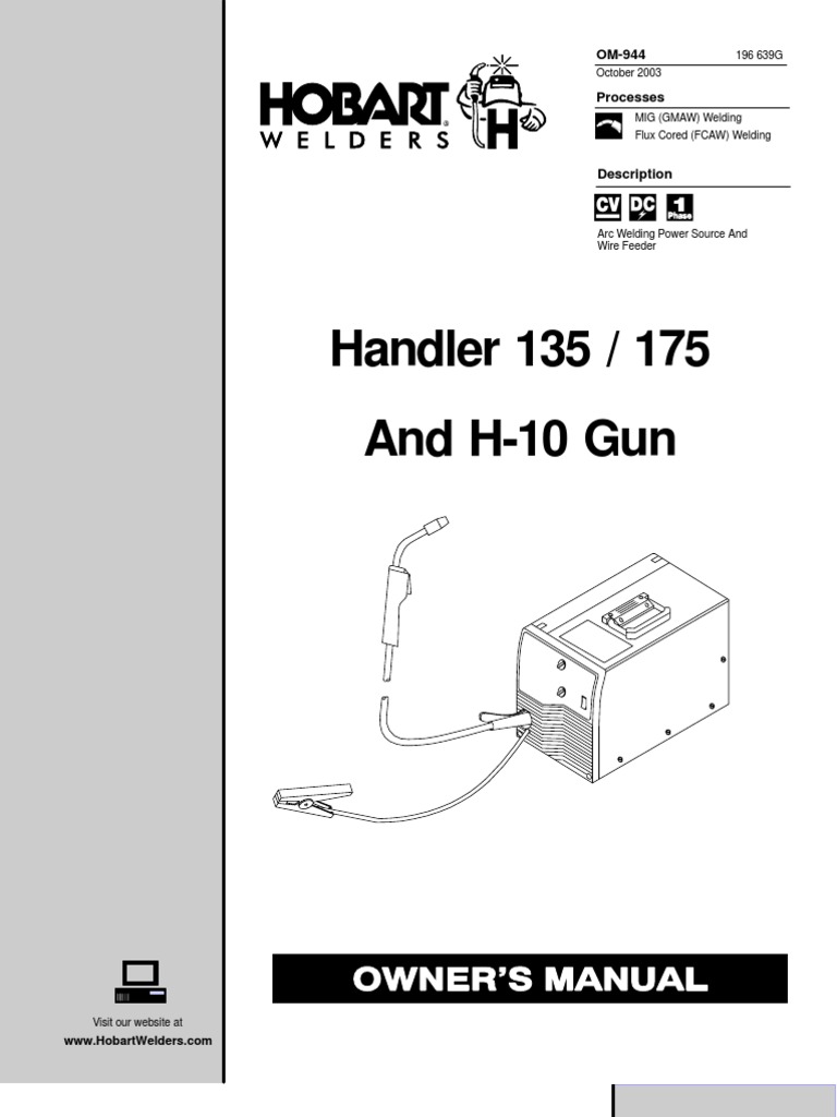 Handler 135 / 175 and H-10 Gun Owner's Manual | Welding | Electromagnetic  Interference