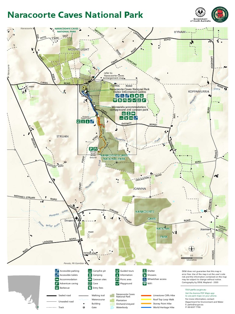 Naracoorte Caves National Park Overview Map | PDF | Outdoor Recreation ...
