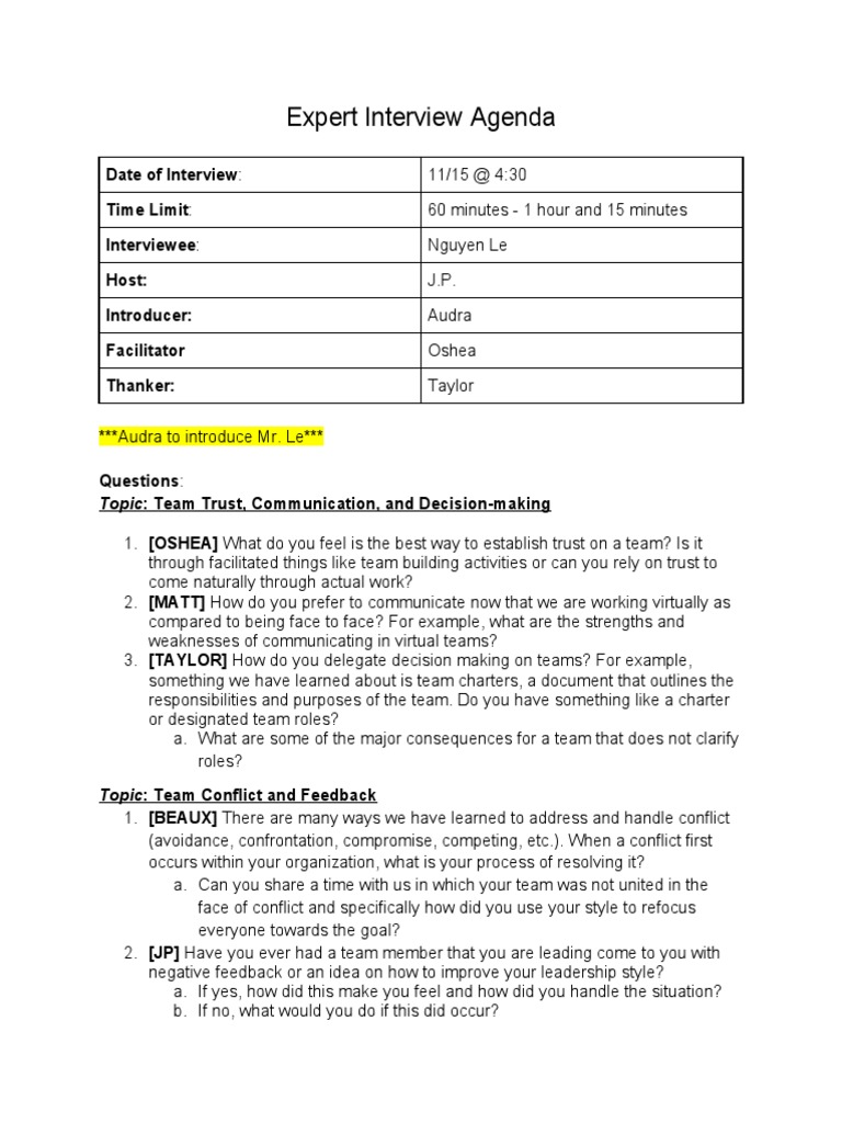 Expert Interview Questions | PDF | Leadership | Interview