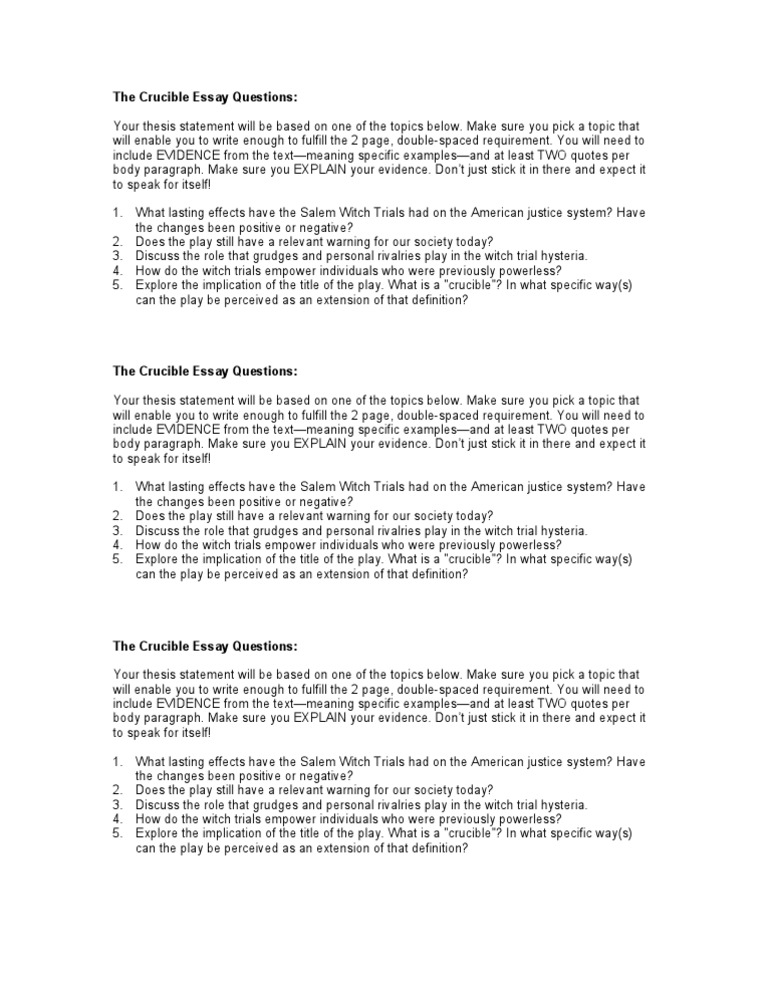 the crucible essay questions pdf