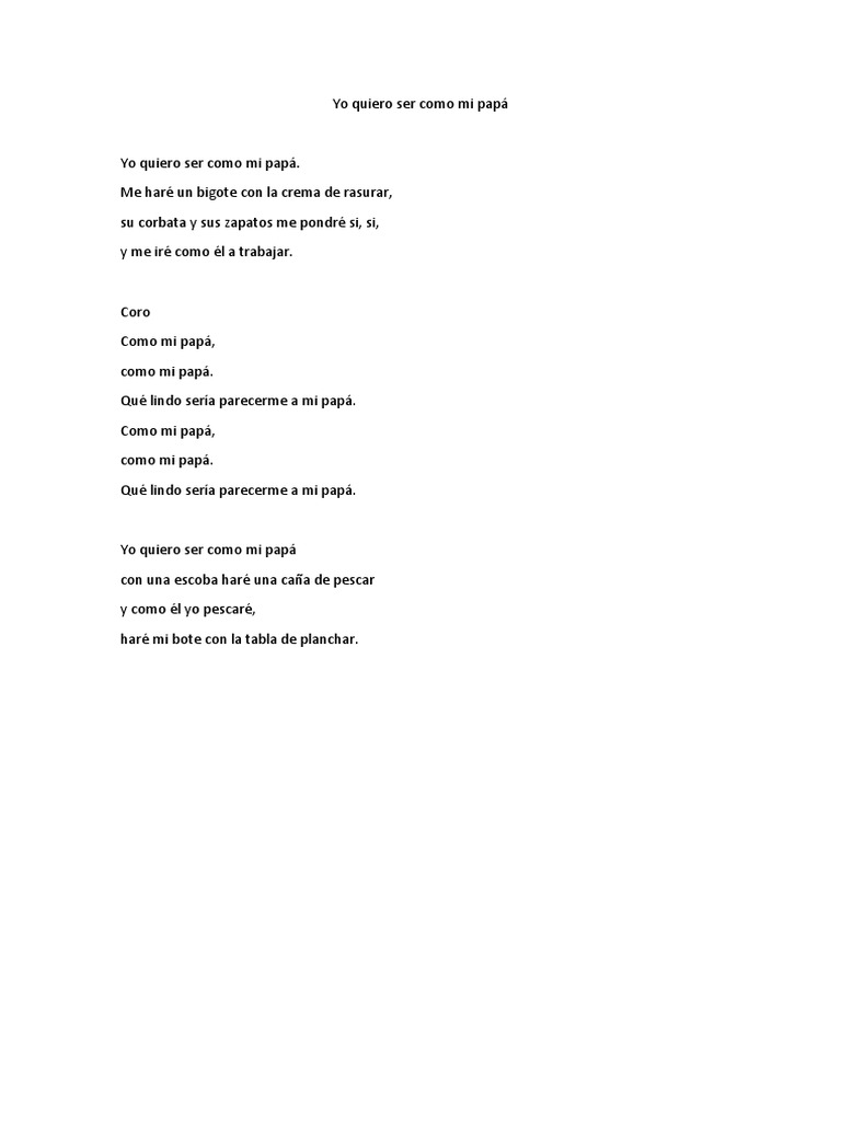 Yo Quiero Ser Como Mi Papá Canción | PDF