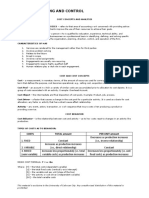 Cost Accounting and Control: Costs TOTAL Amount PER UNIT Amount