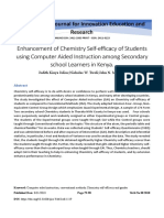Enhancement of Chemistry Self-Efficacy of Students Using Computer Aided Instruction Among Secondary School Learners in Kenya
