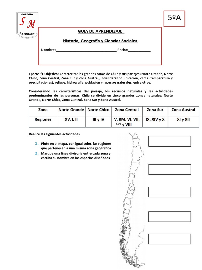 Guia 5 Básico Historia Pdf Chile Geografía