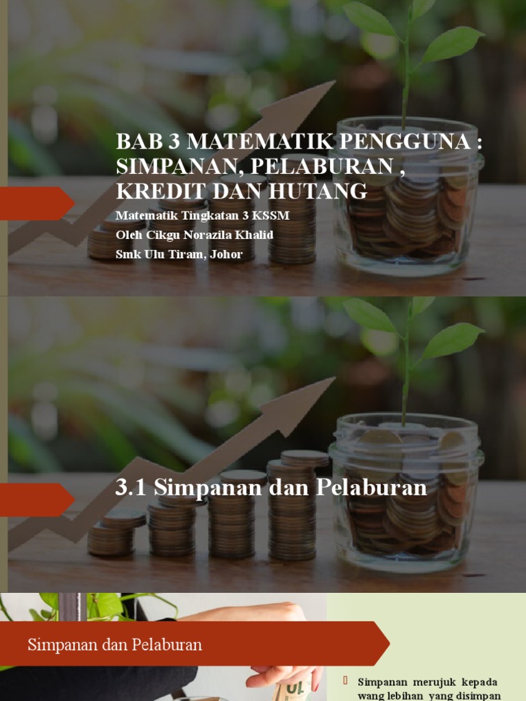 Mt T3 Kssm Bab 3 Matematik Pengguna Simpanan Dan Pelaburan Kredit Pdf