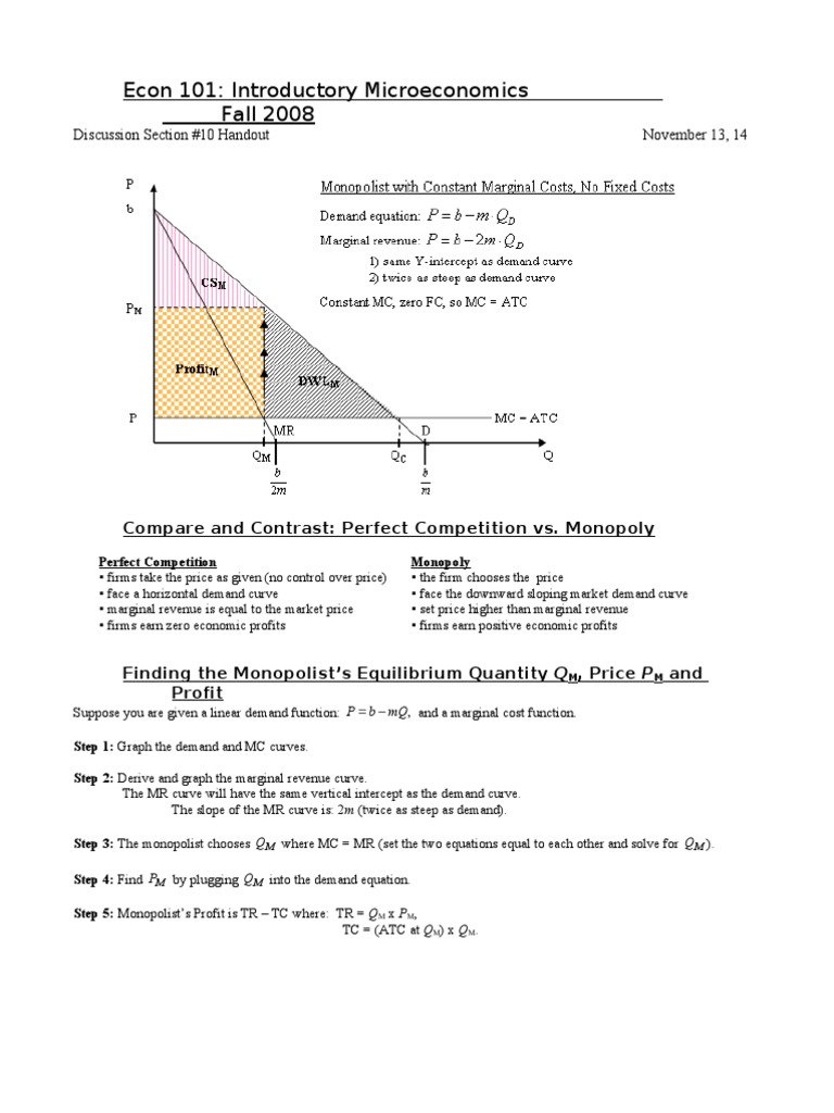 Perfect Competition vs. Monopoly Analysis | PDF | Monopoly | Demand