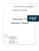 Astronomy 113 Laboratory Manual: University of Wisconsin - Madison Department of Astronomy