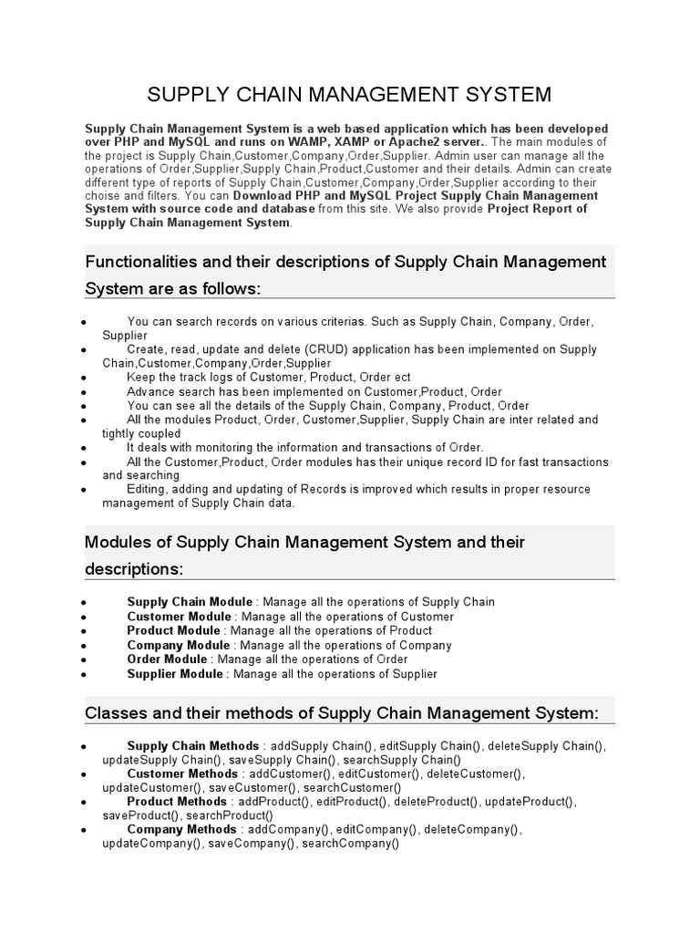 Web-Based Supply Chain Management System | PDF | Supply Chain | Supply ...