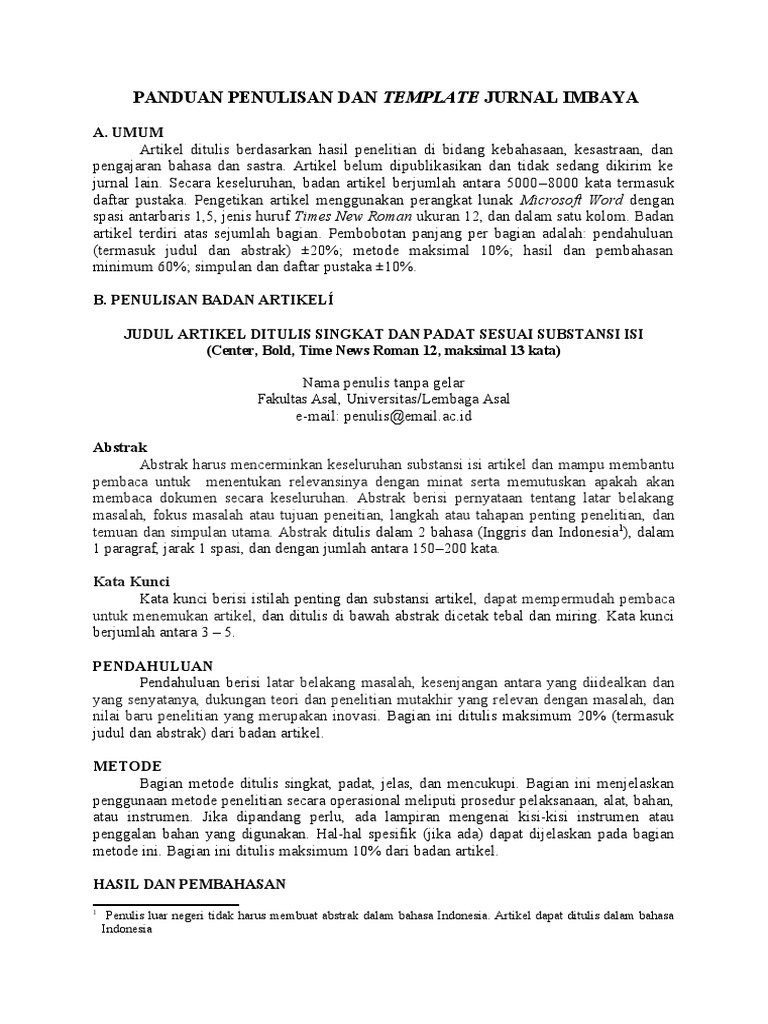 Panduan Penulisan Jurnal IMBAYA | PDF | Ilmu Sosial | Seni & Disiplin ...