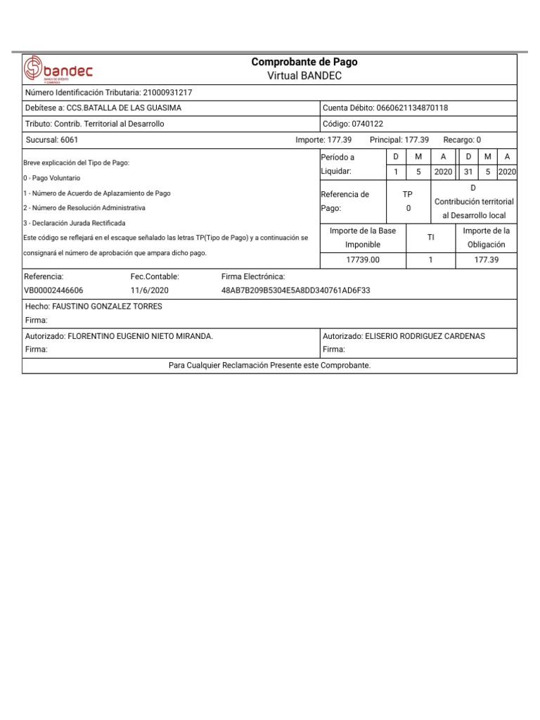 Banca Remota BANDEC PDF Pagos Bancario