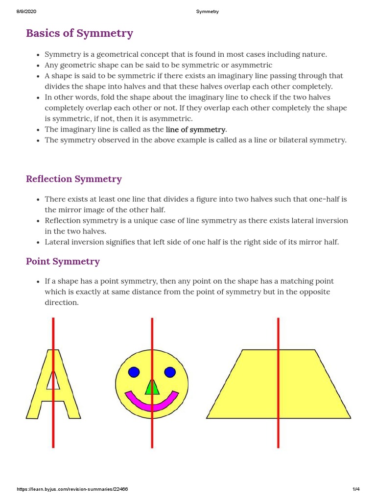 Symmetry Notes PDF Symmetry Shape