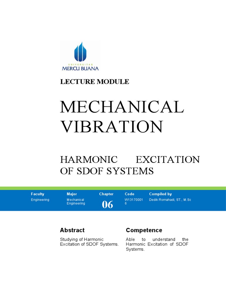 Harmonic Excitation in SDOF Systems | PDF | Resonance | Force