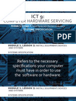 Computer Hardware Servicing: Systems Specification