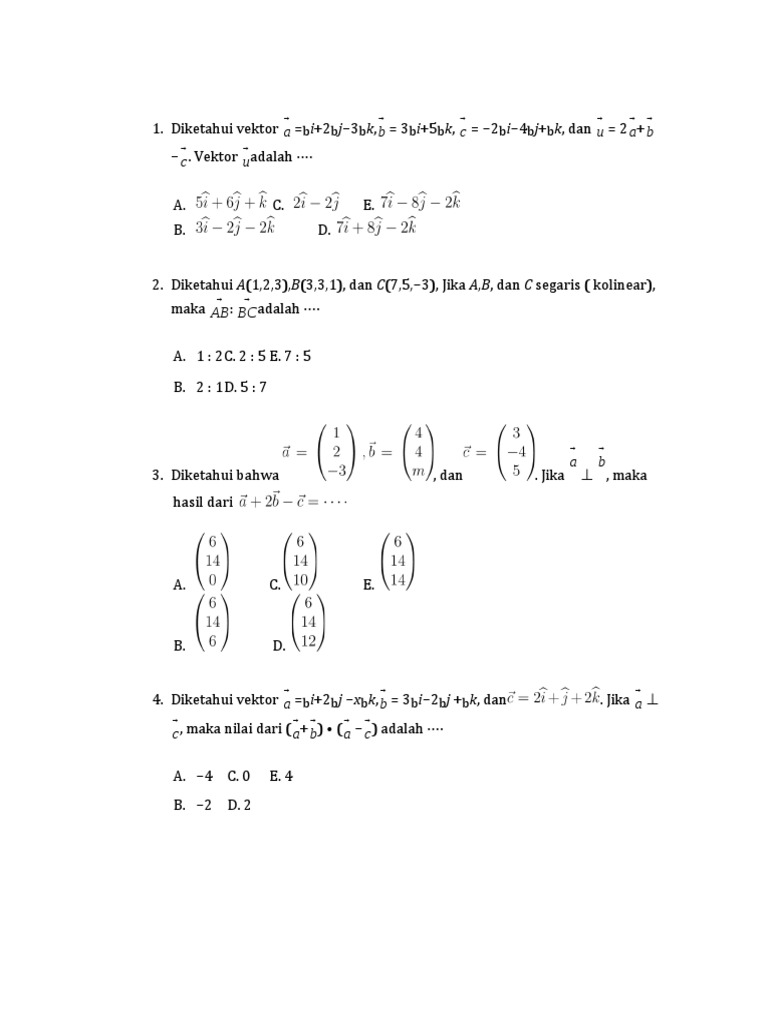 Soal Vektor Matematika