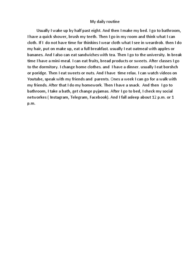 My Daily Routine | PDF | Self-Improvement | Wellness