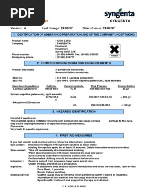 Icon 2 5 Ec Msds Pdf Toxicity Personal Protective Equipment