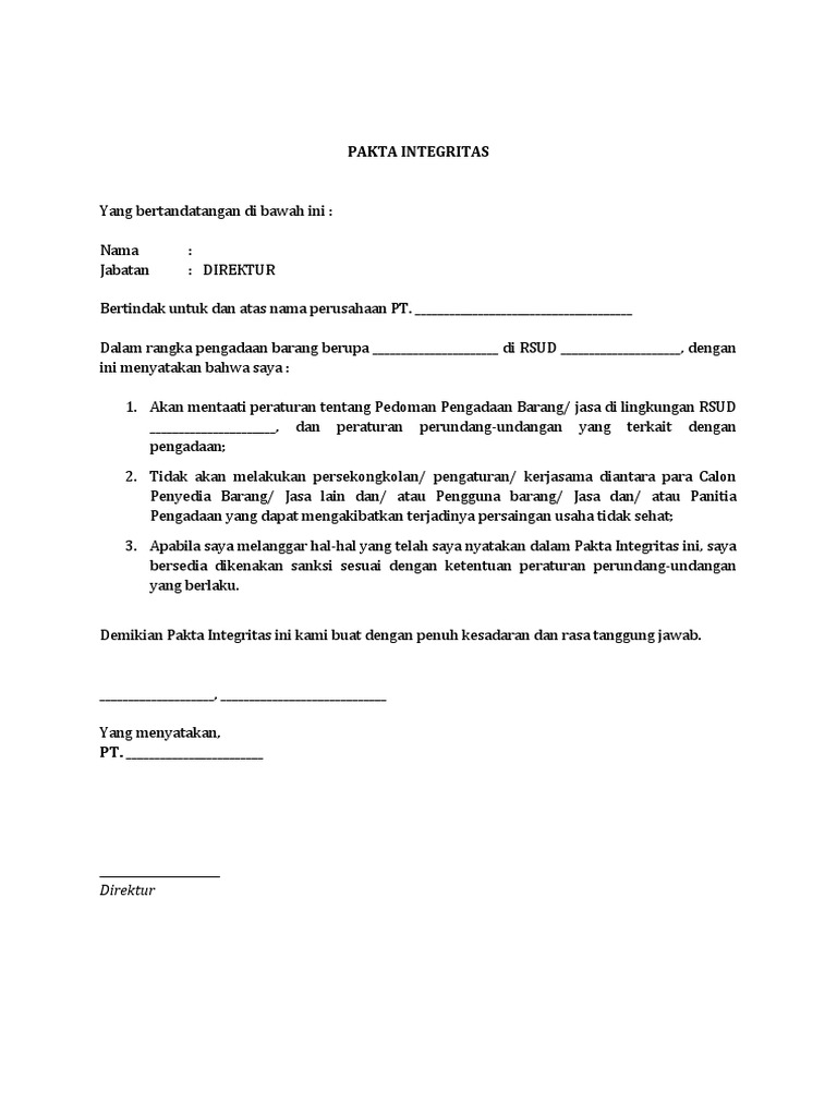 Cara Membuat Pakta Integritas | PDF