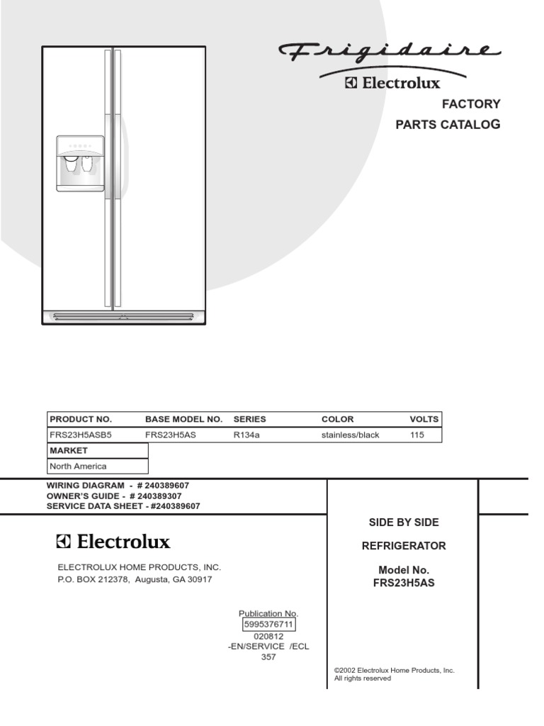 Frigidaire Refridgerator Parts Manual Refrigerator Home Appliance