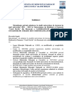 SECTIUNEA 1 ADMITERE DOCTORAT Metodologie Proprie