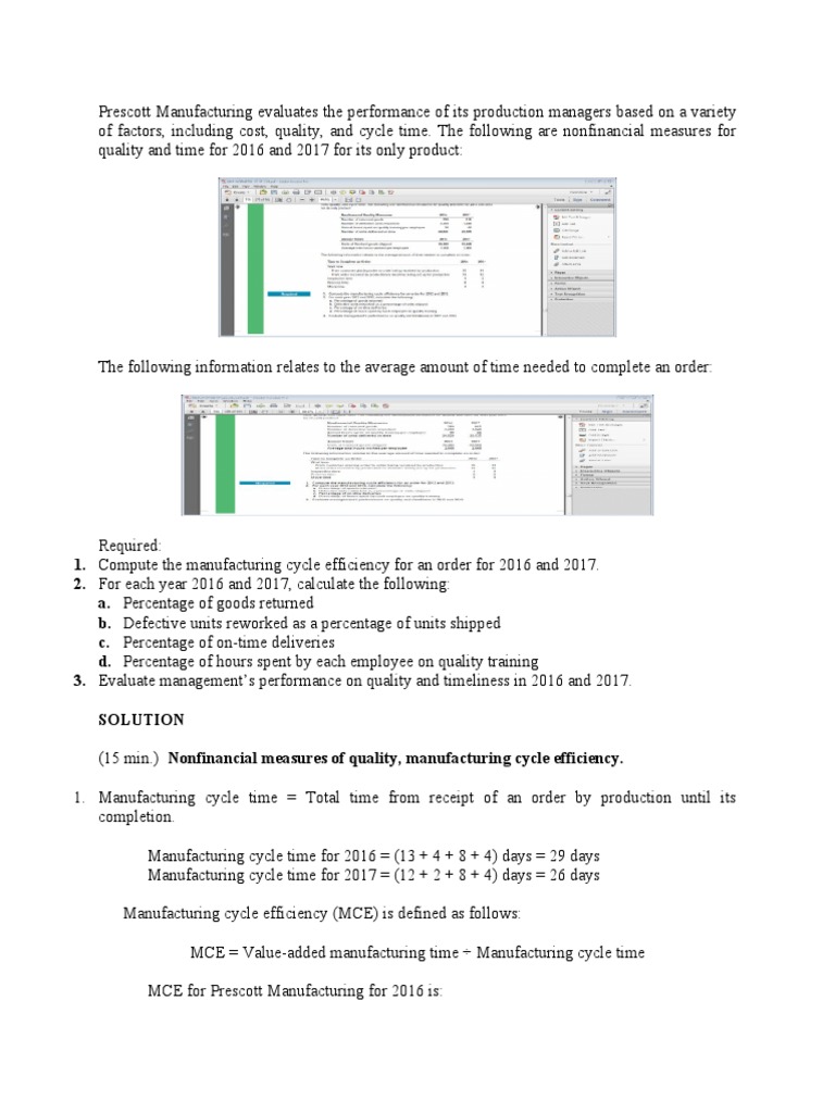 Manufacturing Cycle Efficiency Analysis | PDF | Business Economics ...