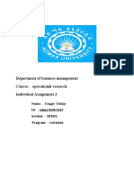 Department of Business Management Course: - Operational Research Individual Assignment 3