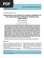 Determinants and Outcome of Customer Satisfaction at The Commercial Bank of Ethiopia: Evidence From Addis Ababa