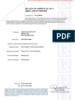 Certificate of Approval of A Pre-Fabrication Primer: MATS/4005/3