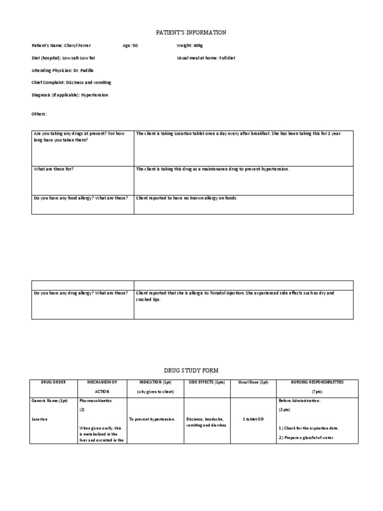 Drug Study Form 2020 | PDF | Drugs | Medicine