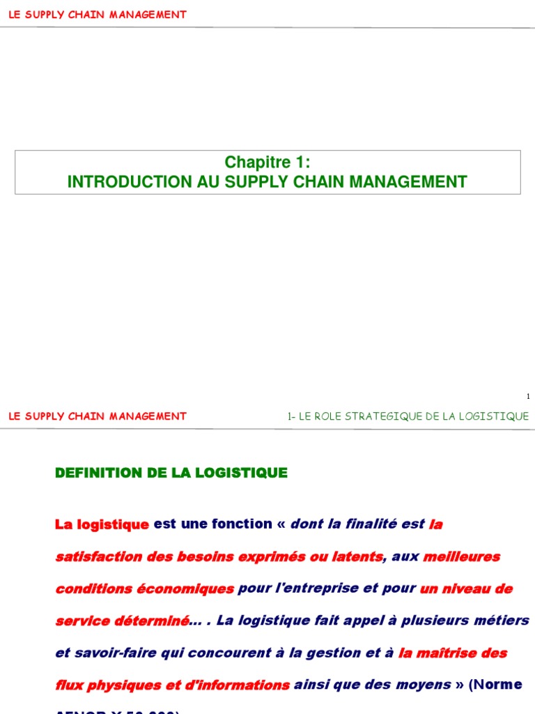 Introduction au Supply Chain Management | PDF | Logistique | Progiciel ...