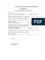 Checklist Fo Research Article Analysis On Introduction Section