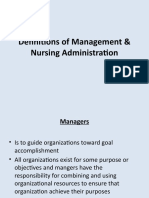 Definitions of Management Nursing Administration
