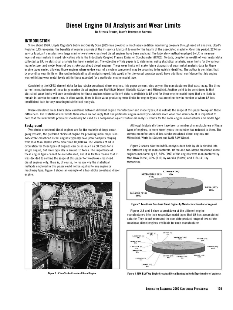 Diesel Engine Oil Analysis and Wear Limits PDF Standard Deviation