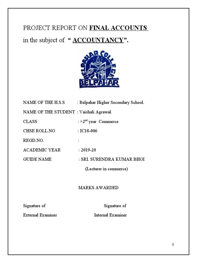 Final Accounts Project Report | PDF | Debits And Credits | Income Statement