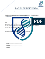 Autorización de Descuento Pruebas Covid