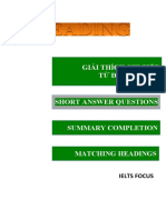 READING KEY - Short Answer Questions - Summary - Matching Headings