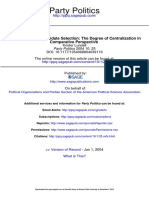 Party Politics: Comparative Perspective Determinants of Candidate Selection: The Degree of Centralization in