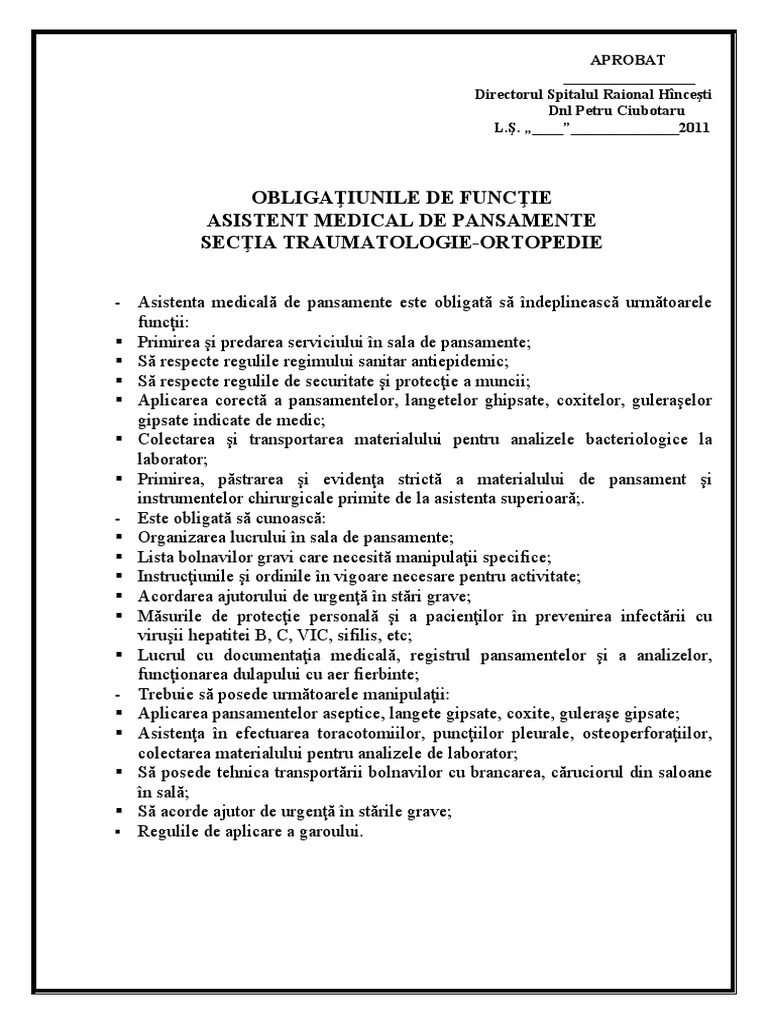 Functiile As Medial de Pansamente | PDF