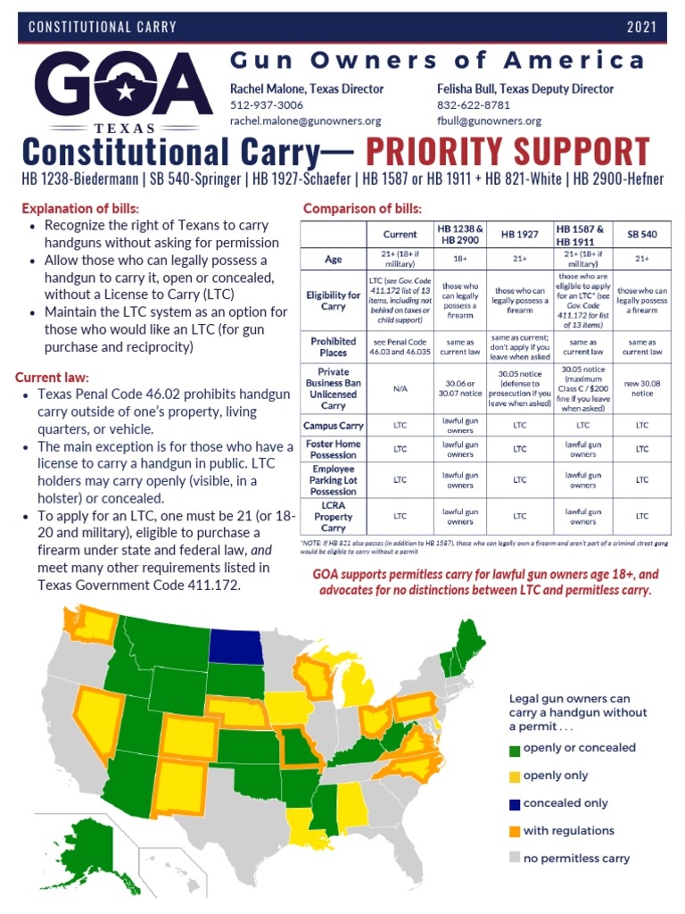Texas Constitutional Carry Priority Support PDF United States