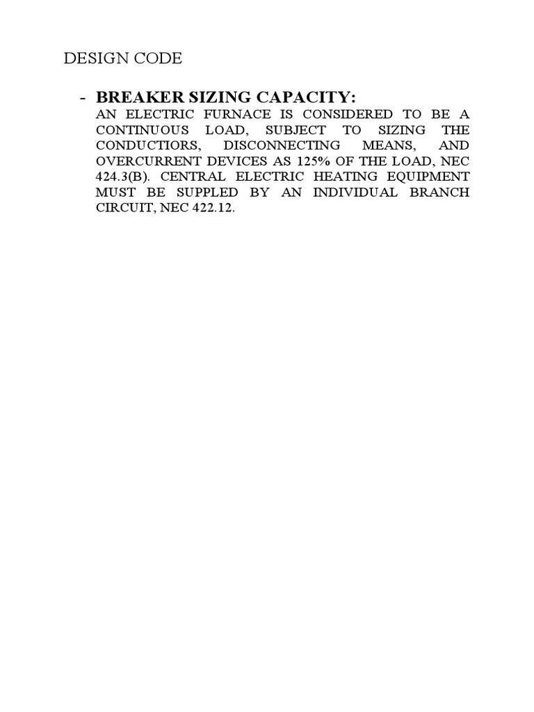Breaker Sizing Capacity:: Design Code | PDF | Science & Mathematics ...