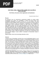 BRANCO, Samantha Castelo. História Oral reflexões sobre aplicações e implicações